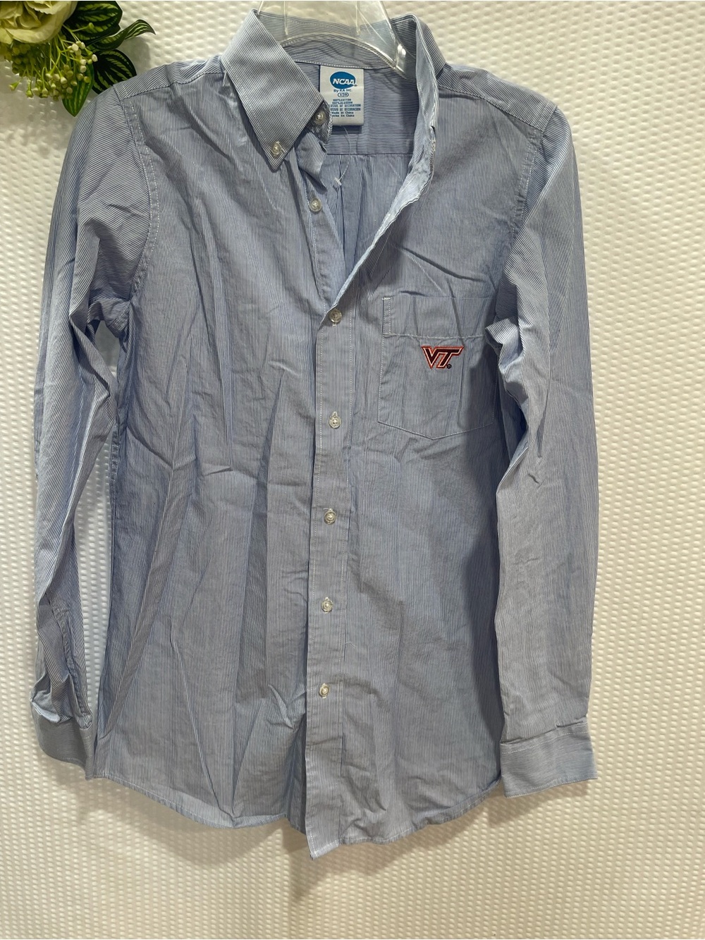 Light Blue Button-Down Men’s Shirt with VT Logo
